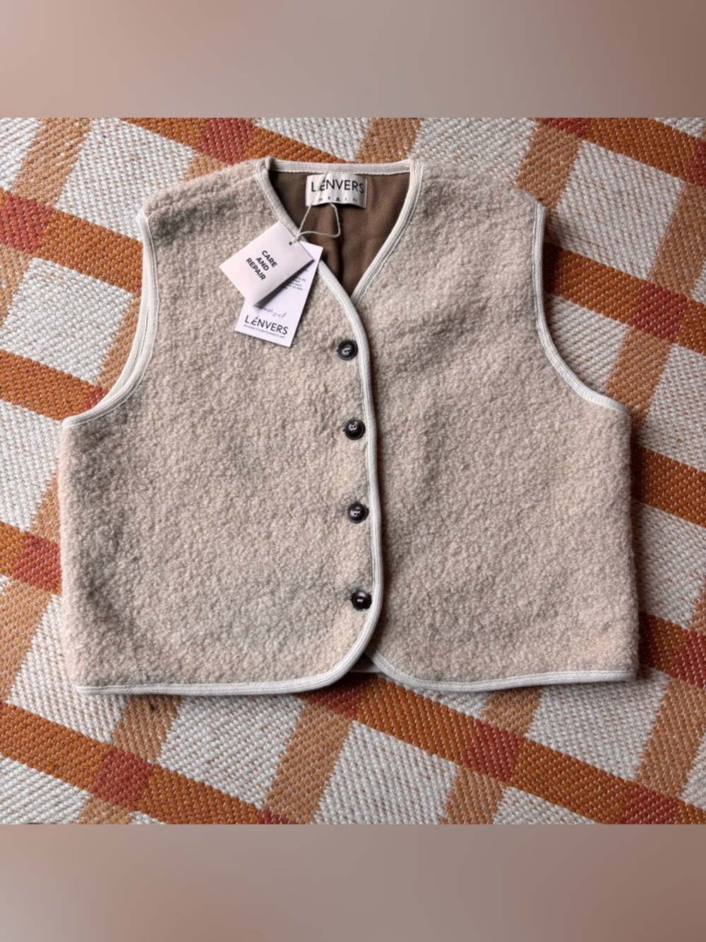 L’Envers Luce Vest in Curly Alpaca - Light Beige, NWT